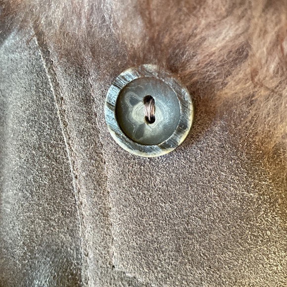 Vintage A&F 1970s Abercrombie Fitch Gray Suede Faux Fur Belted Coat Jacket - L - Picture 13 of 16